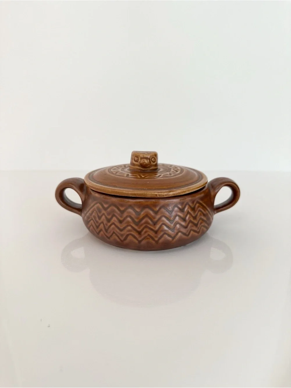 Vintage Hall China 1793 Eagle Nest Brown Covered Casserole Soup Bowl With Lid